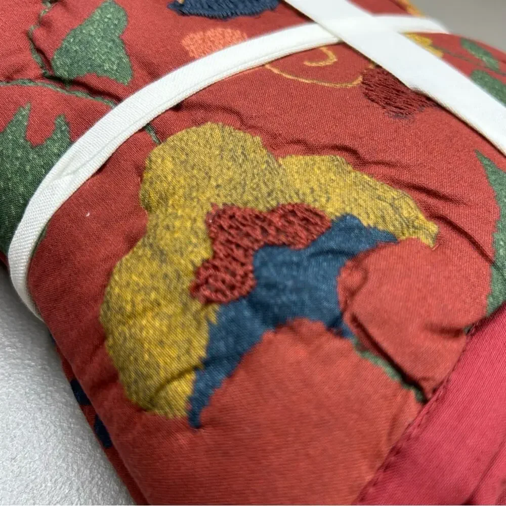 3 Pottery Barn Mazie Suzani Quilted EURO Pillow Sham Covers Embroidered Red NWT